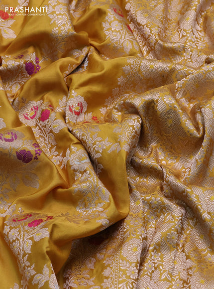 Banarasi uppada silk saree mustard yellow with allover zari weaves and zari woven border