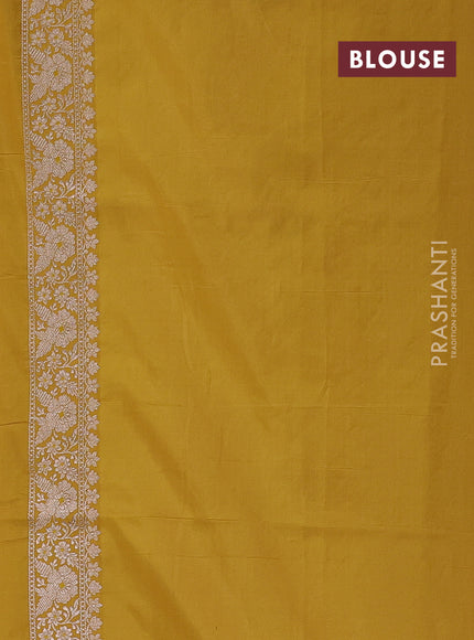 Banarasi uppada silk saree mustard yellow with allover zari weaves and zari woven border