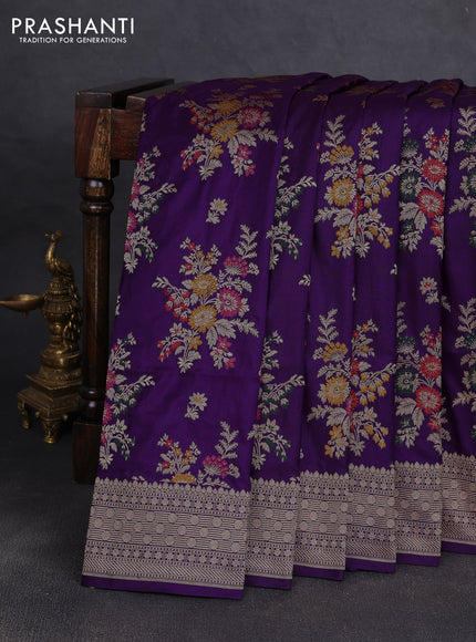 Banarasi uppada silk saree violet with allover zari weaves and zari woven border