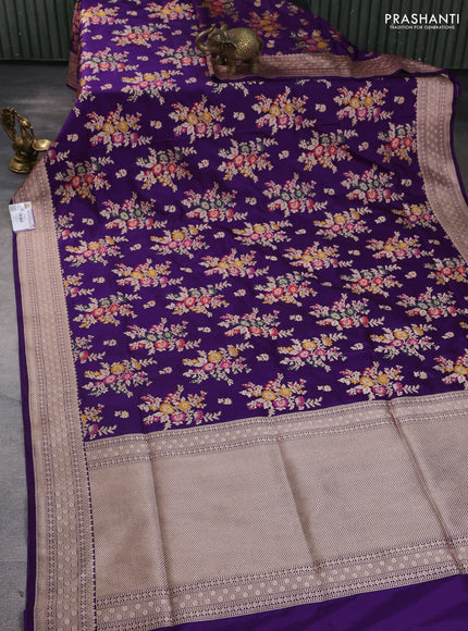 Banarasi uppada silk saree violet with allover zari weaves and zari woven border