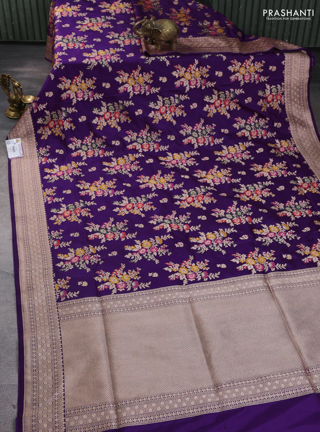 Banarasi uppada silk saree violet with allover zari weaves and zari woven border