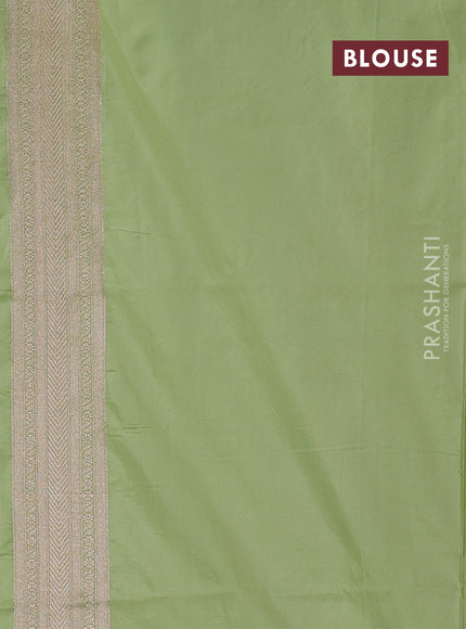 Banarasi uppada silk saree pista green with allover zari weaves and zari woven border