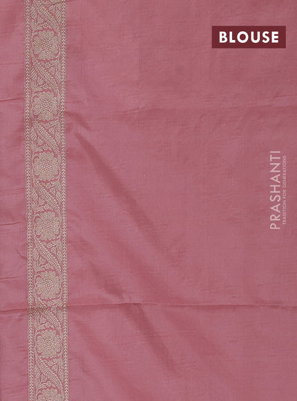 Banarasi uppada silk saree pastel pink with allover zari weaves and zari woven border