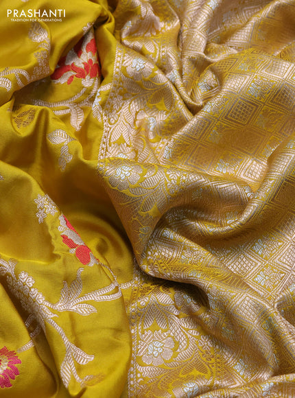 Banarasi uppada silk saree mustard yellow with allover zari weaves and zari woven border