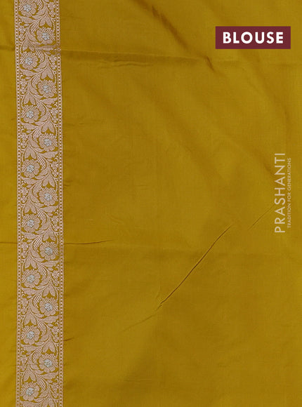 Banarasi uppada silk saree mustard yellow with allover zari weaves and zari woven border