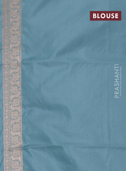 Banarasi uppada silk saree pastel blue with allover zari weaves and zari woven border