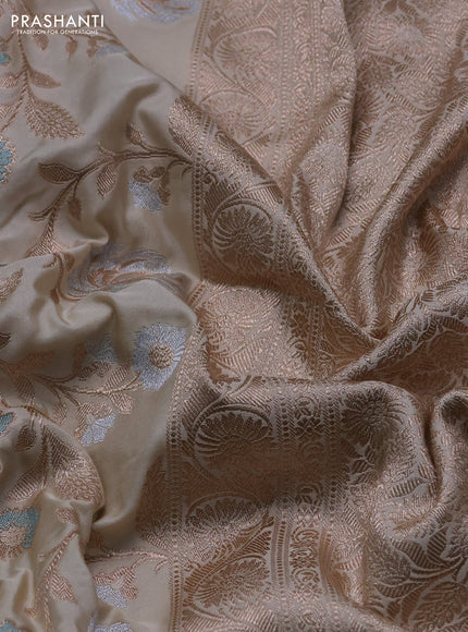 Banarasi uppada silk saree beige with allover zari weaves and zari woven border