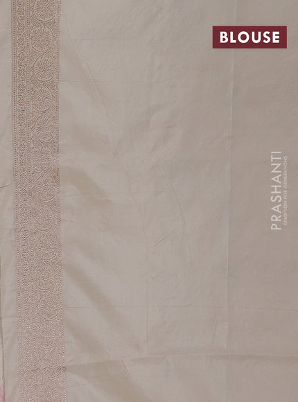 Banarasi uppada silk saree beige with allover zari weaves and zari woven border