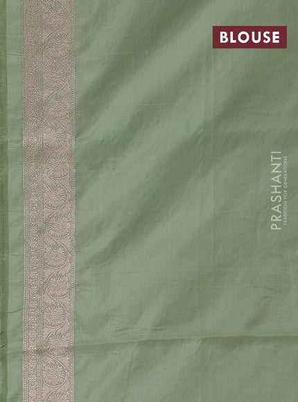 Banarasi uppada silk saree pastel green with allover zari weaves and zari woven border