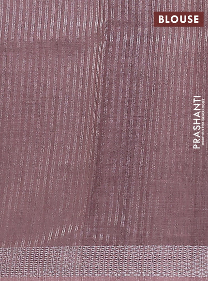 Art linen cotton saree deep maroon and beige with plain body and floral printed silver zari woven border