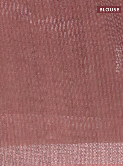 Art linen cotton saree deep maroon and beige with plain body and floral printed silver zari woven border