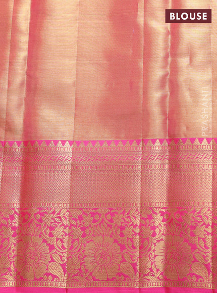 Pure kanchipuram tissue silk saree dual shade of pink with allover zari woven brocade weaves and rich zari woven border