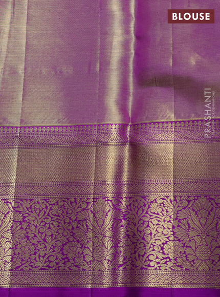 Pure kanchipuram tissue silk saree dual shade of purple with allover zari woven brocade weaves and rich zari woven border