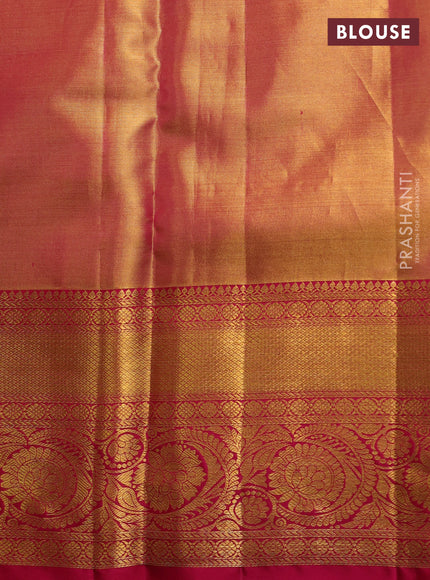 Pure kanchipuram tissue silk saree golden pink and pink with allover zari woven floral brocade weaves and rich zari woven border