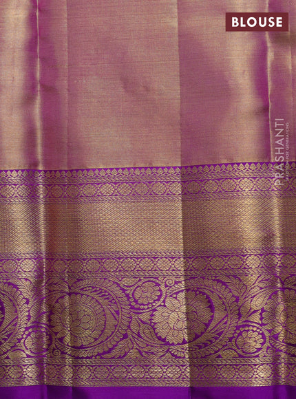 Pure kanchipuram tissue silk saree dual shade of mild purple and purple with allover zari woven brocade weaves and rich zari woven border