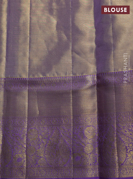 Pure kanchipuram tissue silk saree mild lavender and lavender with allover zari woven brocade weaves and long rich zari woven border