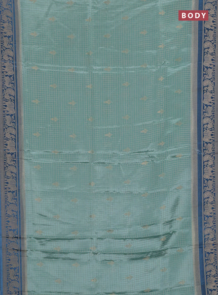 Semi mysore silk saree pastel blue shade and blue with allover small zari checks & buttas and zari woven border