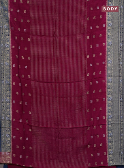 Semi mysore silk saree pink and peacock blue with allover silver & gold zari woven buttas and zari woven border
