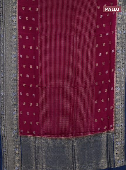 Semi mysore silk saree pink and peacock blue with allover silver & gold zari woven buttas and zari woven border