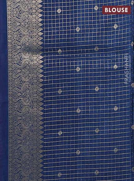 Semi mysore silk saree pink and peacock blue with allover silver & gold zari woven buttas and zari woven border