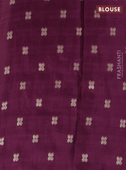 Semi mysore silk saree pastel brown and wine shade with allover small zari checks & buttas and long zari woven border