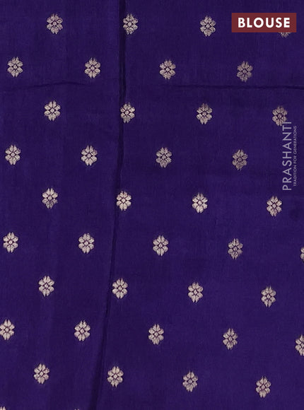 Semi mysore silk saree teal green and blue with allover small zari checks & buttas and long zari woven border