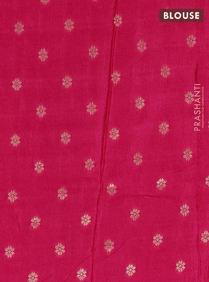 Semi mysore silk saree rustic orange and pink with allover small zari checks & buttas and long zari woven border