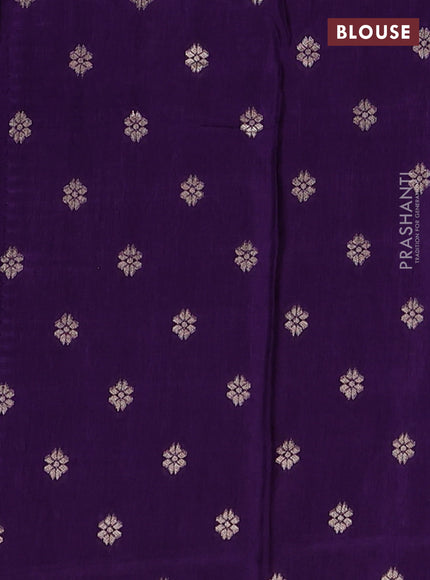 Semi mysore silk saree violet with allover small zari checks & buttas and long zari woven border