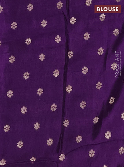 Semi mysore silk saree lavender and violet with allover small zari checks & buttas and long zari woven border