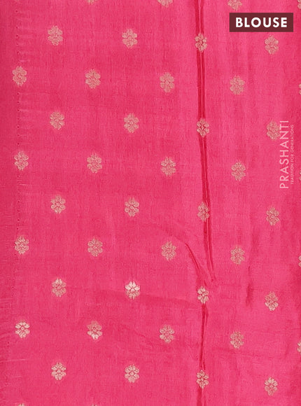 Semi mysore silk saree wine shade and pink with allover small zari checks & buttas and long zari woven border