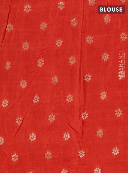 Semi mysore silk saree coffee brown and orange with allover small zari checks & buttas and long zari woven border