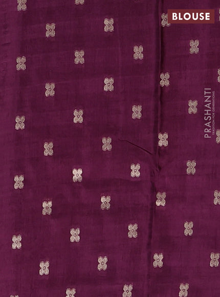 Semi mysore silk saree dark sandal and wine shade with allover small zari checks & buttas and long zari woven border