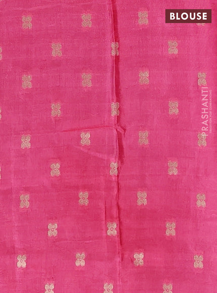 Semi mysore silk saree deep maroon and pink with allover small zari checks & buttas and long zari woven border