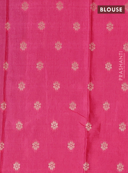 Semi mysore silk saree wine shade and pink with allover small zari checks & buttas and long zari woven border