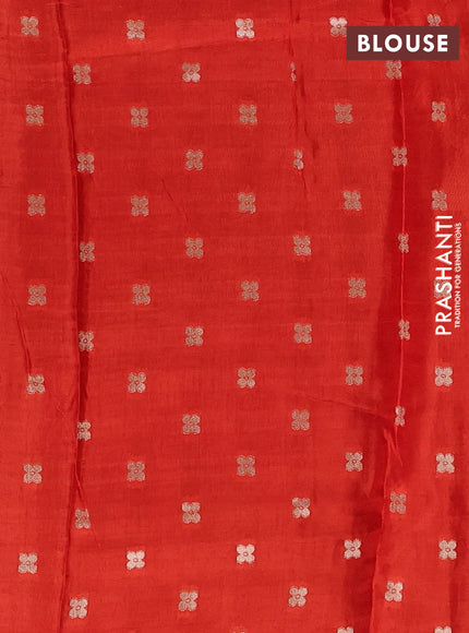 Semi mysore silk saree coffee brown and orange with allover small zari checks & buttas and long zari woven border