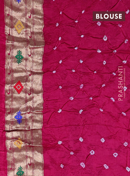 Dola silk saree pink with allover bandhani prints and paithani border