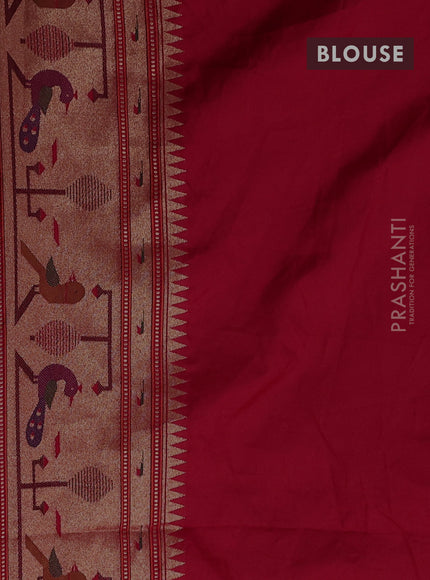 Dola silk saree red with allover bandhani prints and paithani border