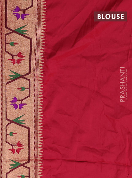 Dola silk saree dark mustard and red with allover bandhani prints and paithani border