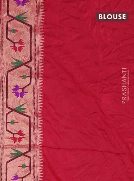 Dola silk saree wine and red with allover bandhani prints and paithani border
