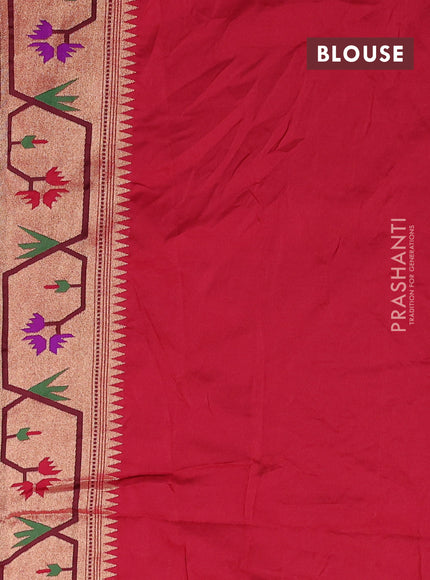 Dola silk saree mustard yellow and red with allover bandhani prints and paithani border