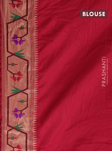 Dola silk saree dark mustard shade and red with allover bandhani prints and paithani border