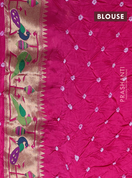 Dola silk saree pink with allover bandhani prints and paithani border