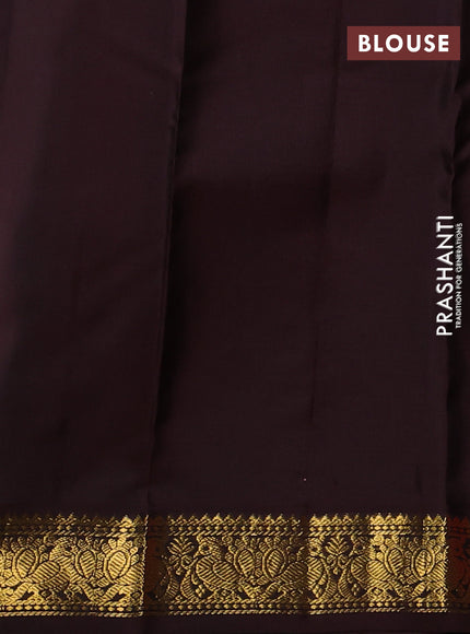Pure kanchipuram silk saree red and coffee brown with allover zari woven buttas and zari woven korvai border