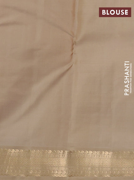 Pure kanchipuram silk saree maroon and sandal with allover zari woven buttas and zari woven korvai border
