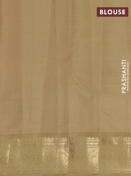 Pure kanchipuram silk saree deep maroon and sandal with allover zari woven buttas and zari woven korvai border