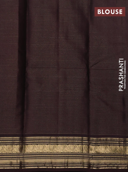 Pure kanchipuram silk saree rustic orange and coffee brown with allover vairaosi pattern & zari buttas and zari woven korvai border
