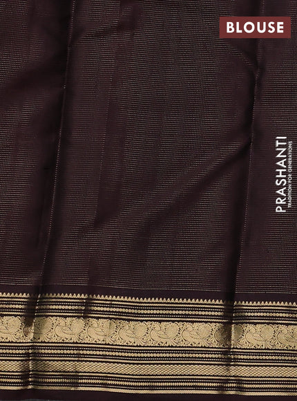 Pure kanchipuram silk saree rosy brown and coffee brown with allover vairaosi pattern & zari buttas and zari woven korvai border