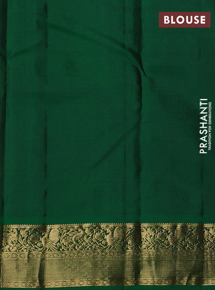 Pure kanchipuram silk saree mehendi green and green with allover zari stripe pattern & buttas and zari woven korvai border