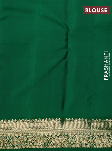 Pure kanchipuram silk saree red and green with allover vairaosi pattern & zari buttas and zari woven korvai border