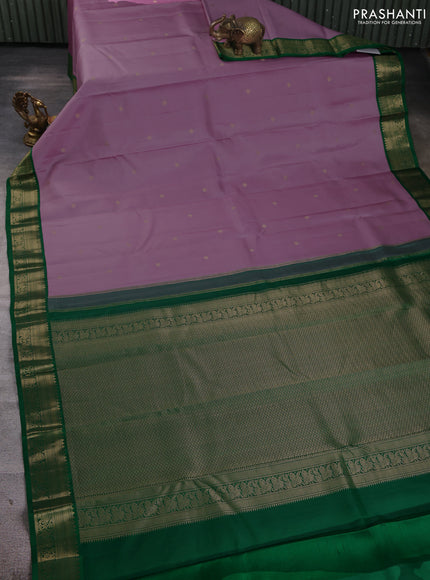 Pure kanchipuram silk saree lavender and green with allover vairaosi pattern & zari buttas and zari woven korvai border